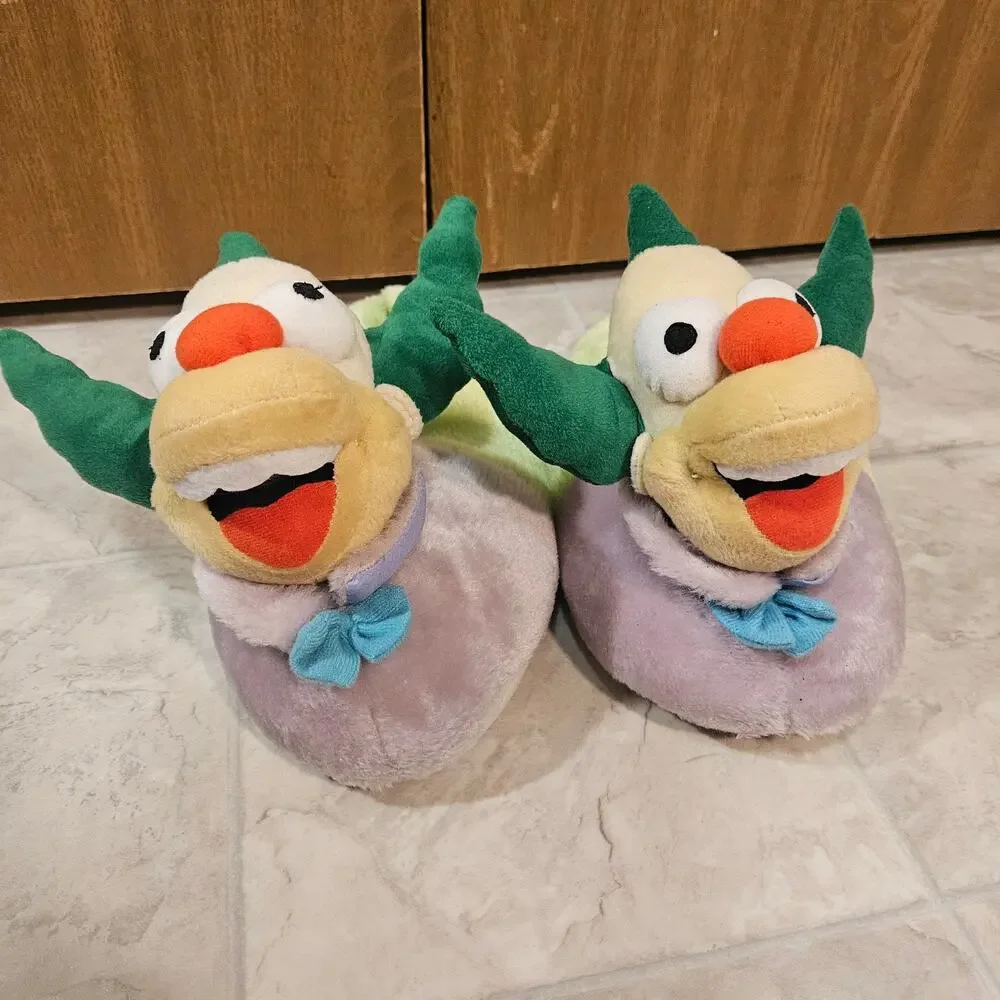 Krusty Clown Plush Slippers Simpsons Men XL 11-12 House Shoes Krusty Brand